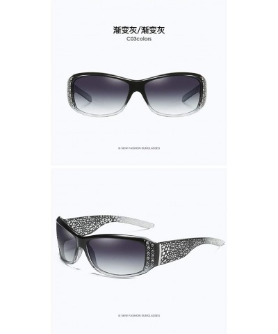 Oval Anti Glare HD Polarized Womens Rhinestone Rectangular Sunglasses - Gray - C418UT6UYWG $14.23