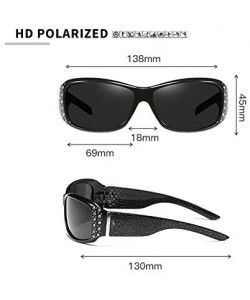 Oval Anti Glare HD Polarized Womens Rhinestone Rectangular Sunglasses - Gray - C418UT6UYWG $14.23