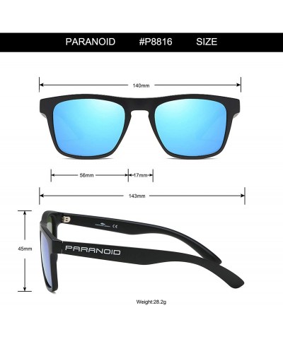Square Retro Polarized Sunglasses for Men/Women UV Protection Ultra Light Classic Rectangular Mirrored Sun Glasses P8816 - C2...