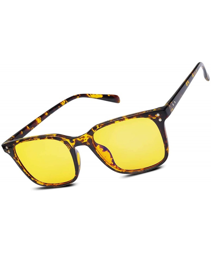 Night Vision Driving Glasses - Anti Glare Yellow Lens Safety Sun Glasses  For Women& Men Stylish - Leopard/Yellow - C418IO29MWZ