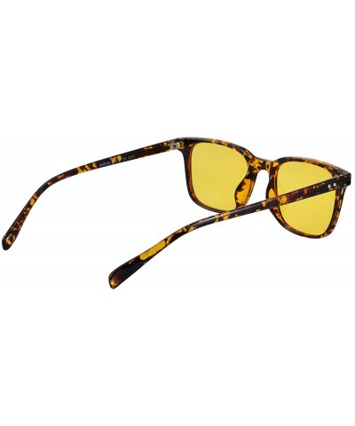 Rectangular Night Vision Driving Glasses - Anti Glare Yellow Lens Safety Sun Glasses For Women& Men Stylish - Leopard/Yellow ...