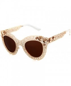 Women Pierced Sunglasses Carving Metal Flower Frame Fashion UV400 ...