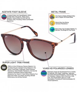 Round Vintage Lightweight Polarized Sunglasses Protection - Brown Gradient Lens Gold Temple - CK1934HIYAY $12.29