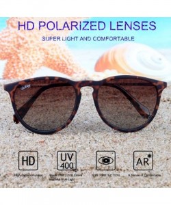 Round Vintage Lightweight Polarized Sunglasses Protection - Brown Gradient Lens Gold Temple - CK1934HIYAY $12.29