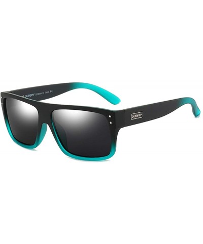 Square Unisex Polarized Sunglasses UV Protection Retro Rectangular Sun Glasses For Men & Women D912 - Black&green/Black - CP1...