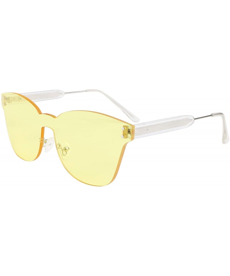 Rimless Stylish One Piece Rimless Sunglasses Transparent Candy Color Eyewear Vintage Inspired Women Sun Glasses B2489 - C518R...