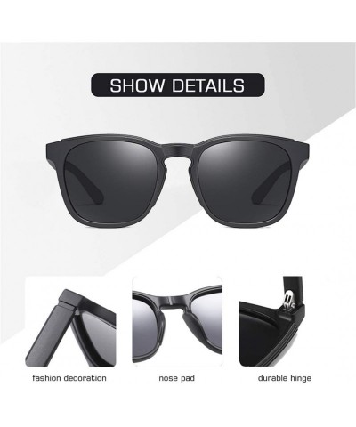 Semi-rimless Square Sunglasses Men Polarized Driving Frame Travel Fishing Sunglasses Male - C5blue - CO194OMEHE5 $26.87