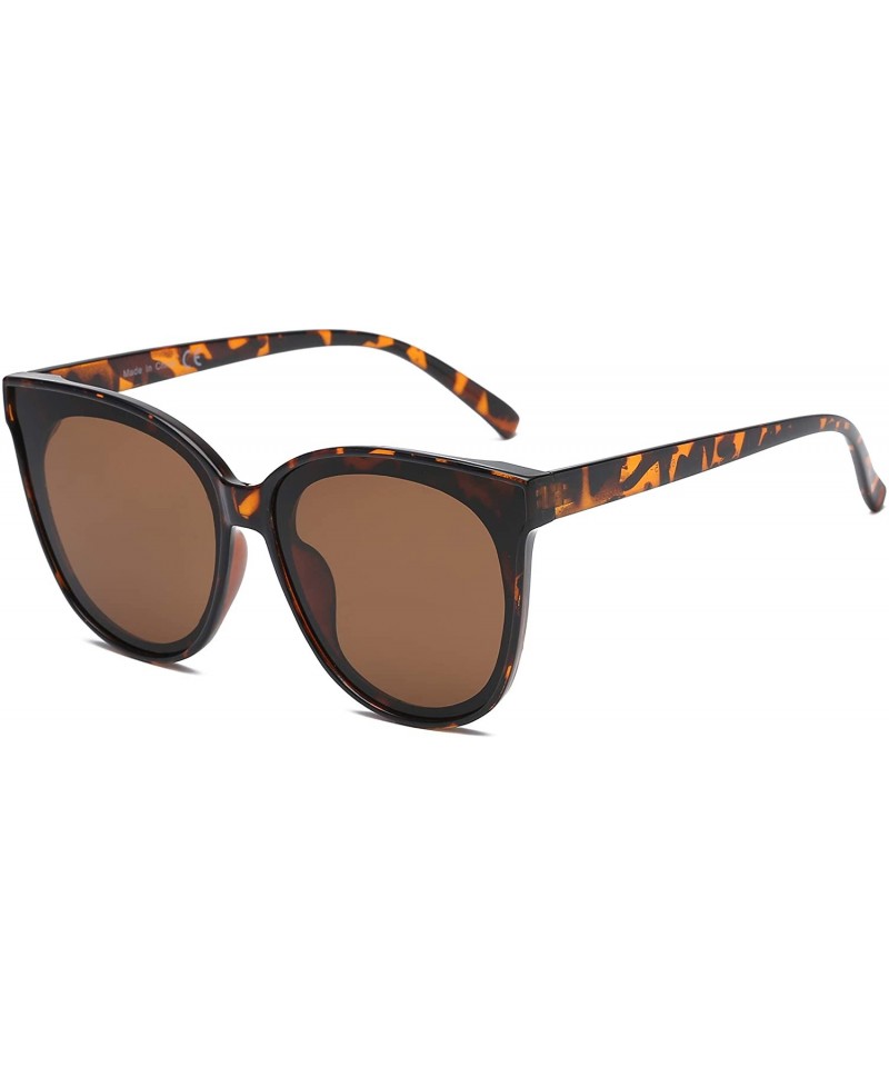 Cat Eye Women Retro Vintage Round Cat Eye Designer Sunglasses - Tortoise - CK18I6S0NMZ $11.65