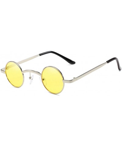 Round Unisex Sunglasses Retro Gold Grey Drive Holiday Round Non-Polarized UV400 - Yellow - C218R4W5EX7 $10.89