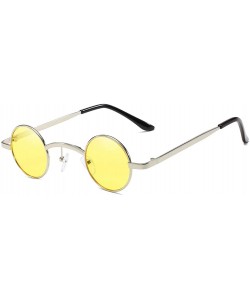 Round Unisex Sunglasses Retro Gold Grey Drive Holiday Round Non-Polarized UV400 - Yellow - C218R4W5EX7 $10.89