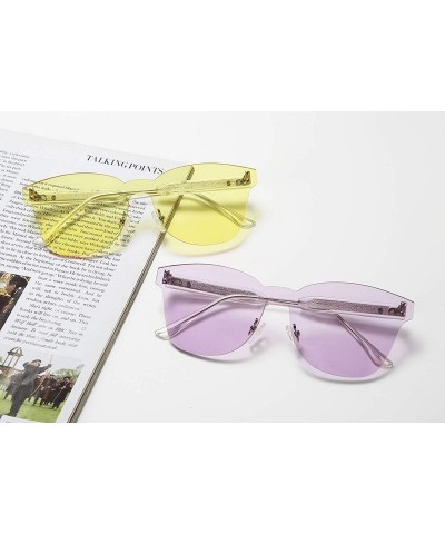 Rimless Stylish One Piece Rimless Sunglasses Transparent Candy Color Eyewear Vintage Inspired Women Sun Glasses B2489 - C518R...