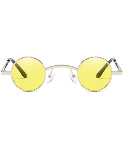 Round Unisex Sunglasses Retro Gold Grey Drive Holiday Round Non-Polarized UV400 - Yellow - C218R4W5EX7 $10.89