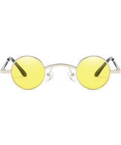 Round Unisex Sunglasses Retro Gold Grey Drive Holiday Round Non-Polarized UV400 - Yellow - C218R4W5EX7 $10.89