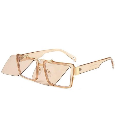 Oversized Blocking Eyeglasses Double Sunglasses Eyewear - Champagne - C718XUT3YYU $26.73
