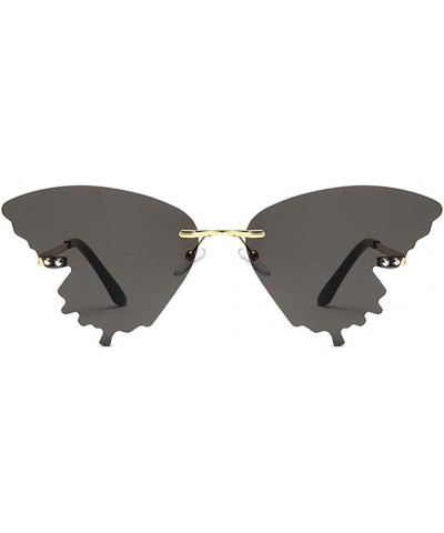 Rimless Butterfly Shaped Rimless Sunglasses One Piece Gradient Transparent Candy Color Frameless Glasses Tinted Eyewear - CY1...