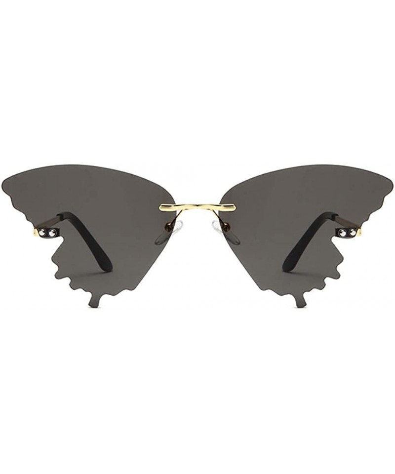 Rimless Butterfly Shaped Rimless Sunglasses One Piece Gradient Transparent Candy Color Frameless Glasses Tinted Eyewear - CY1...