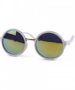 Round Unisex Hippie Vintage Retro Round Sunglasses Frame P2092 - White-green Mirror Lens - CF11KI1P7UV $19.32