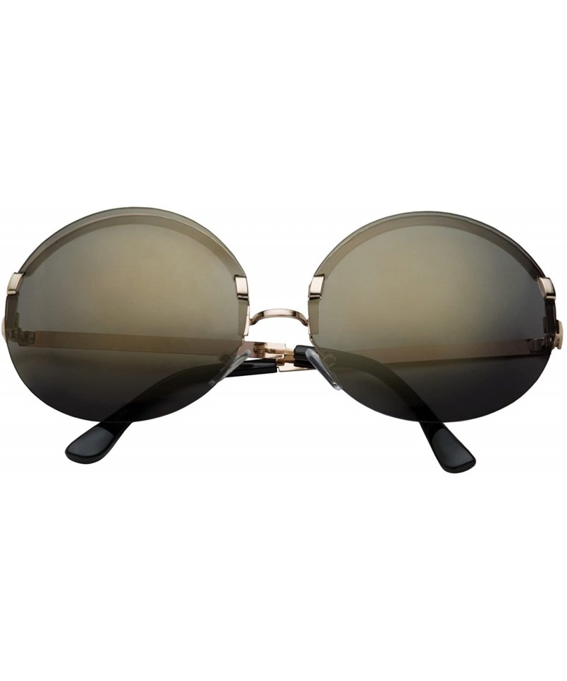 Oversized Women's Large Oversized Frameless Round Sunglasses - Gold Mirror Lens - CP12F79PH03 $12.58