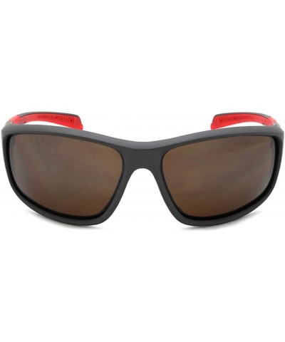 Sport Sports Sunglasses with Flash Mirrored Lens 570063/FM - Matte Grey/Red - CO125Y553QN $9.54