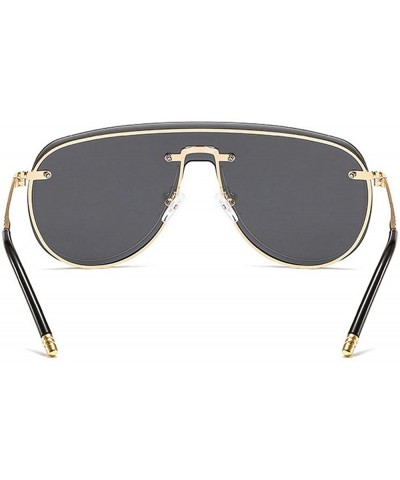Rimless Fashion New One-piece Frameless Sunglasses Men and Women Sunglasses Vintage Pilot Sunglasses - Gold&grey - CK18AHDDYL...