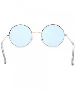 Round Round Small Flat Sunglasses Circle Vintage John Lennon Hippie Glasses - Blue - CO182XCAO0G $10.41