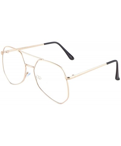 Aviator Clear Lens Geometric Rim Aviator Sunglasses - Gold - CV190DM55XW $12.59