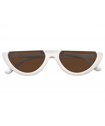 Cat Eye Clout Goggles Cat Eye Sunglasses Vintage Half Mod Style Retro Sunglasses - White Brown - C818WOC9X04 $22.54