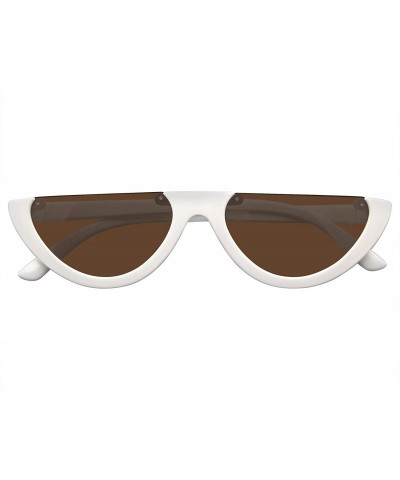 Cat Eye Clout Goggles Cat Eye Sunglasses Vintage Half Mod Style Retro Sunglasses - White Brown - C818WOC9X04 $19.28