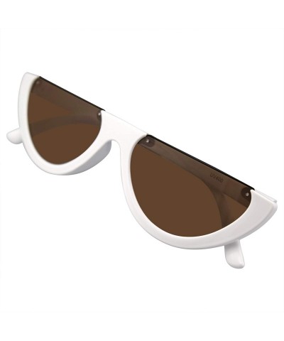 Cat Eye Clout Goggles Cat Eye Sunglasses Vintage Half Mod Style Retro Sunglasses - White Brown - C818WOC9X04 $8.76