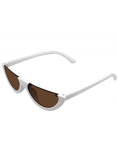 Cat Eye Clout Goggles Cat Eye Sunglasses Vintage Half Mod Style Retro Sunglasses - White Brown - C818WOC9X04 $8.76