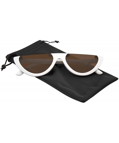 Cat Eye Clout Goggles Cat Eye Sunglasses Vintage Half Mod Style Retro Sunglasses - White Brown - C818WOC9X04 $8.76