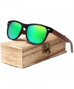 Square Genuine Walnut sunglasses square men polarized UV400 - Green - CI18ZXAIY2G $29.42