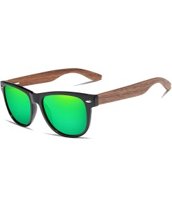 Square Genuine Walnut sunglasses square men polarized UV400 - Green - CI18ZXAIY2G $29.42
