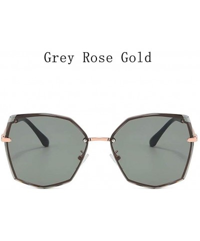 Oversized Women's Fashion Oversizeed Sunglasses Square Frameless Gradient Glasses UV400 - Grey - CQ199MALDXG $12.85