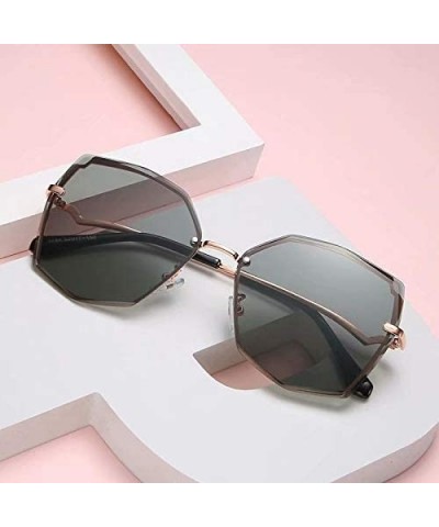 Oversized Women's Fashion Oversizeed Sunglasses Square Frameless Gradient Glasses UV400 - Grey - CQ199MALDXG $12.85