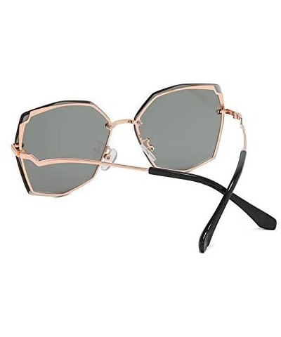 Oversized Women's Fashion Oversizeed Sunglasses Square Frameless Gradient Glasses UV400 - Grey - CQ199MALDXG $12.85