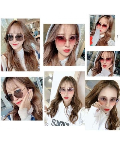 Oversized Women's Fashion Oversizeed Sunglasses Square Frameless Gradient Glasses UV400 - Grey - CQ199MALDXG $12.85