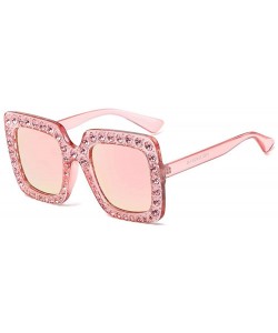 Goggle Women Fashion Artificial Diamond Cat Ear Quadrate Metal Frame Classic Sunglasses - C - CN18TCDX46O $7.40