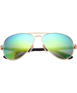 Oversized Polarized Womens Mens Aviator Metal Fashion Sunglasses UV Protection J808T - Green - C91858S7GEK $34.89