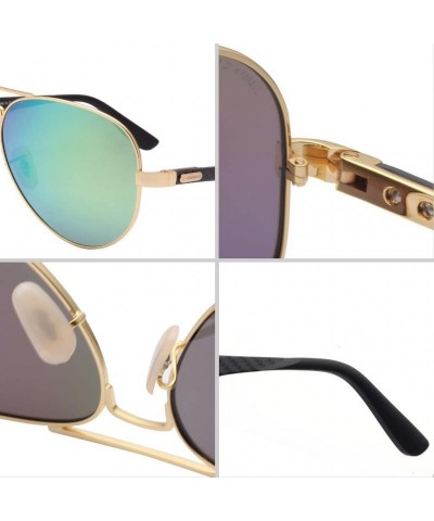Oversized Polarized Womens Mens Aviator Metal Fashion Sunglasses UV Protection J808T - Green - C91858S7GEK $34.89