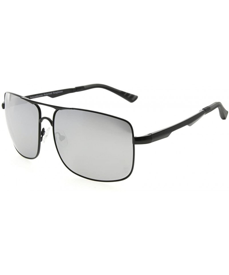 Rectangular Polycarbonate Polarized Sunglasses Men - Black/Silver Mirror - CR186L64GOR $39.05