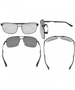 Rectangular Polycarbonate Polarized Sunglasses Men - Black/Silver Mirror - CR186L64GOR $39.05