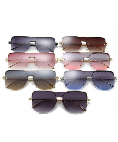 Square One Lens Square Flat Top Sunglasses Men Women Fashion Metal Frame Sun Glasses UV400 Sunshade Glasses - Brown - C319337...