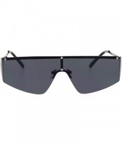 Rimless Flat Top Rimless Shield Side Visor Robotic Sunglasses - Gunmetal Black - CF18SGUEES2 $9.88