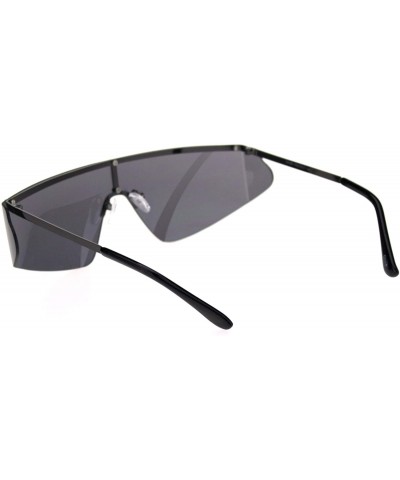 Rimless Flat Top Rimless Shield Side Visor Robotic Sunglasses - Gunmetal Black - CF18SGUEES2 $9.88