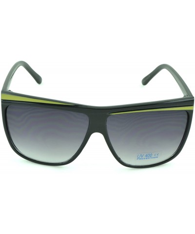 Wrap Unisex Modern Bold Fashion UV Lens Sunglasses in Assorted Colors - Lime Accent - CE129KC0Q9Z $17.59