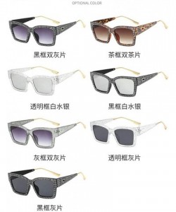 Square Designer Sunglasses Vintage Oversized Diamond - Clear&black - CH18AISOL94 $12.72