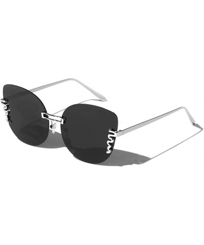 Rimless Rimless Snake Cat Eye Sunglasses - Black - CS19744E64A $26.97