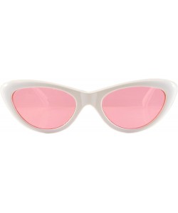Goggle Goggles Slim Oval Cat-Eye Pop Color Sunglasses A089 - White/ Pink - C71805XXGUZ $11.89