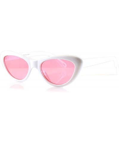 Goggle Goggles Slim Oval Cat-Eye Pop Color Sunglasses A089 - White/ Pink - C71805XXGUZ $11.89